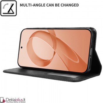 Dirbtinės odos atverčiamas dėklas su skyreliais - juodas (Xiaomi Poco F8 Ultra)